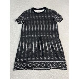 Tory Burch Dress Womens XS Black Geometric Pima Cotton T-Shirt Casual Mini